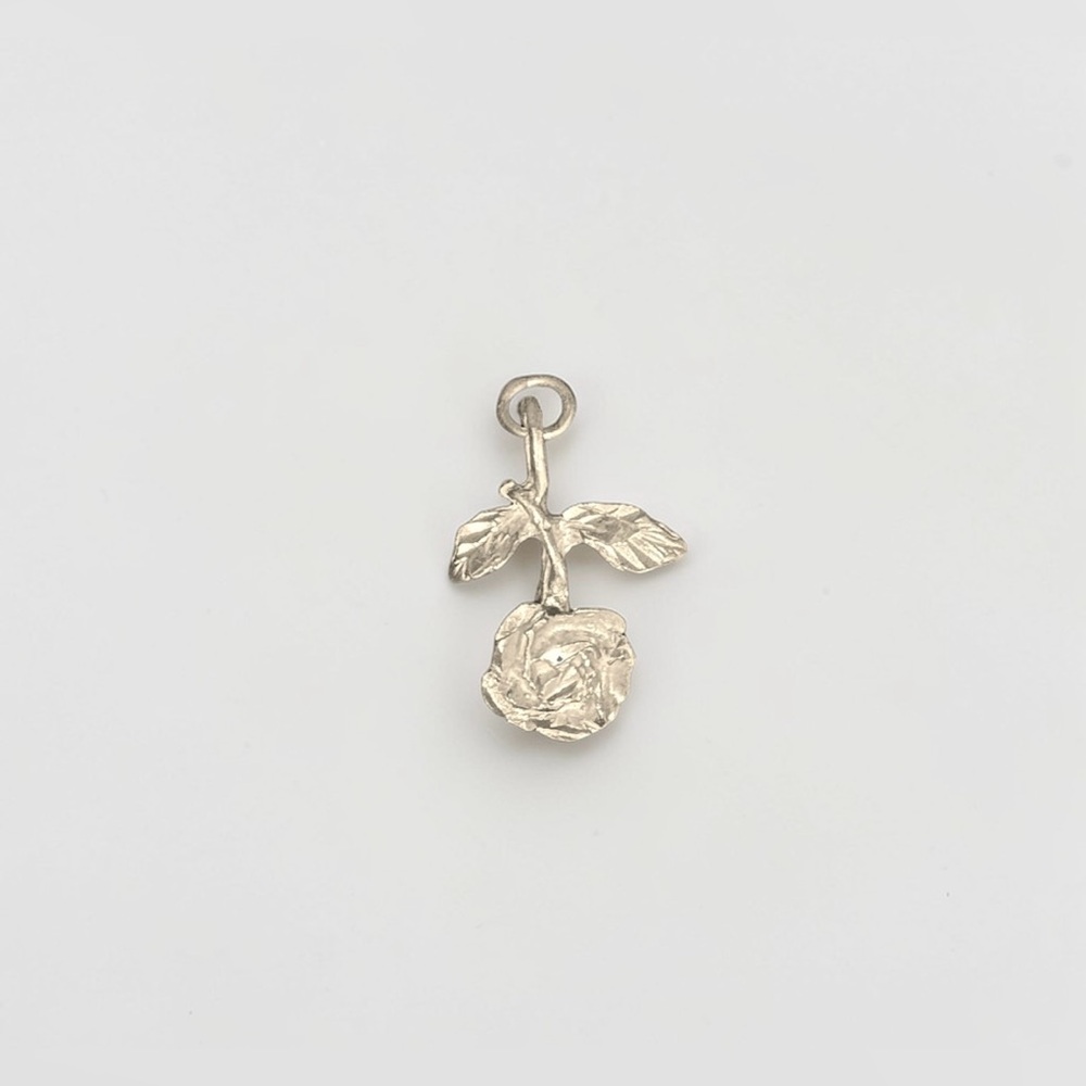 Vintage 925 Sterling Silver 3D Rose Charm, Silver Rose Charm, 925 Flower Charm